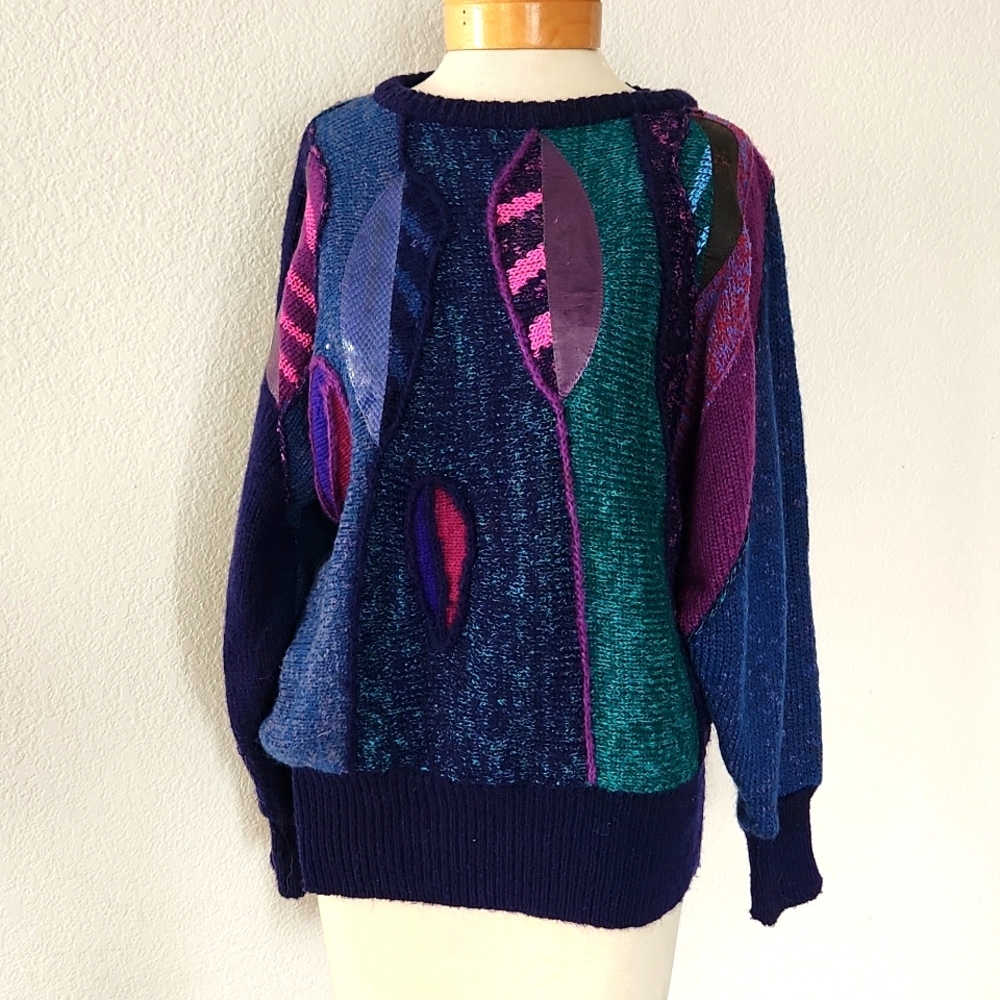 Vintage 1980s Snakeskin/Leather Panel Sweater